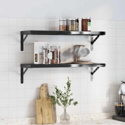 Prateleiras de parede 2 pcs 75x23,5cm aço inoxidável prateado