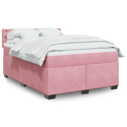 Cama com molas/colchão 160x200 cm veludo rosa