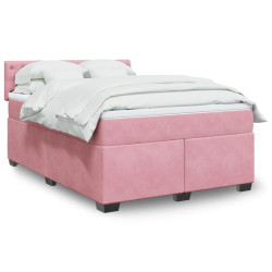 Cama com molas/colchão 160x200 cm veludo rosa