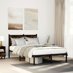 Estrutura de cama sem colchão 120x190 cm metal carvalho fumado