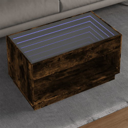 Mesa de centro luzes LED infinity 90x50x50 cm carvalho fumado