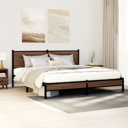 Estrutura cama sem colchão 183x213 cm metal carvalho castanho