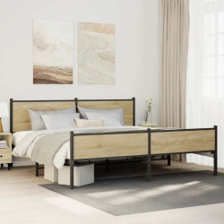 Estrutura de cama sem colchão 200x200cm metal carvalho sonoma