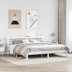 Estrutura de cama c/ cabeceira sem colchão 200x200 cm branco