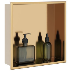 Nicho parede p/ duche 32x32x9cm aço inoxidável dourado escovada