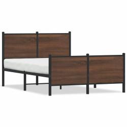Estrutura de cama sem colchão 120x190cm metal carvalho castanho