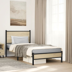 Estrutura de cama sem colchão 80x200 cm metal carvalho sonoma