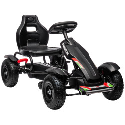 Kart a pedais para crianças com assento ajustável pneus de goma travão de mão para crianças de 5-12 anos 121x58x61 cm branco