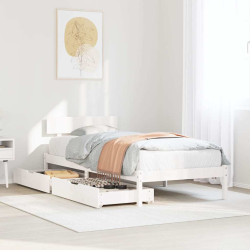 Cama sem colchão 75x190 cm madeira de pinho maciça branco