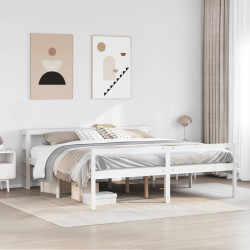 Cama para idosos com cabeceira 200x200 cm pinho maciço branco