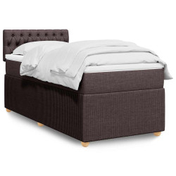 Cama com molas/colchão 100x200 cm tecido castanho-escuro