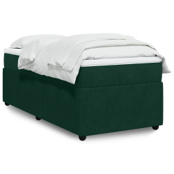 Cama com molas/colchão 100x200 cm veludo verde-escuro