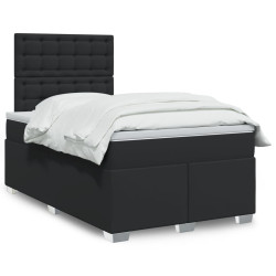 Cama boxspring com colchão 120x190 cm couro artificial preto
