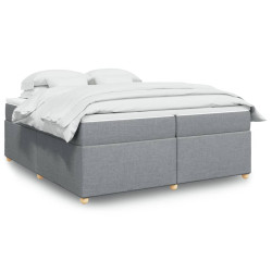 Cama com molas/colchão 200x200 cm tecido cinza-claro