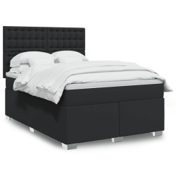 Cama com molas/colchão 140x190 cm couro artificial preto