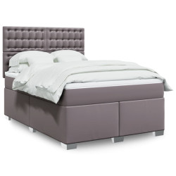 Cama com molas/colchão 140x190 cm couro artificial cinzento