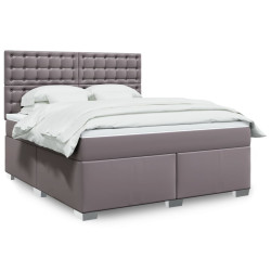 Cama com molas/colchão 180x200 cm couro artificial cinza