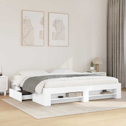 Estrutura de cama 200x200 cm derivados de madeira branco