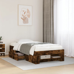 Estrutura cama s/ colchão derivados de madeira carvalho fumado