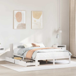Estrutura de cama c/ gavetas 120x200 cm pinho maciço branco