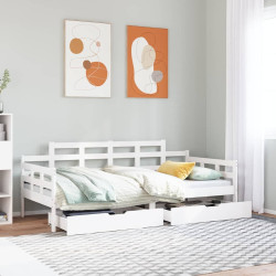 Sofá-cama com gavetas 80x200 cm madeira de pinho maciça