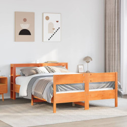 Cama sem colchão 120x200 cm madeira pinho maciça castanho-mel