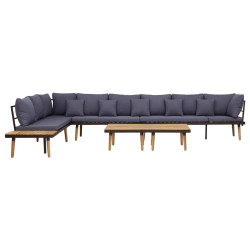 8 Lugares conjunto lounge jardim c/ almofadões acácia maciça