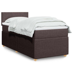 Cama com molas/colchão 90x200 cm tecido castanho-escuro