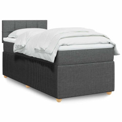 Cama com molas/colchão 90x200 cm tecido cinzento-escuro