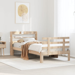 Estrutura de cama com cabeceira 100x200cm pinho maciço