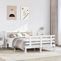 Estrutura de cama c/ cabeceira sem colchão 140x200 cm branco