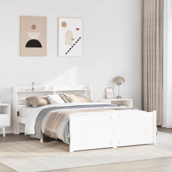 Estrutura de cama c/ cabeceira 150x200 cm pinho maciço branco