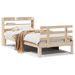Estrutura de cama com cabeceira 75x190 cm pinho maciço