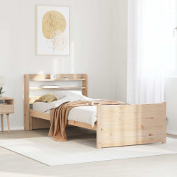 Estrutura de cama com cabeceira 75x190 cm pinho maciço