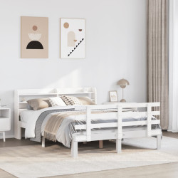 Estrutura de cama c/ cabeceira 150x200 cm pinho maciço branco