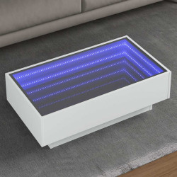 Mesa de centro c/ leds 90x50x30 cm derivados de madeira branco