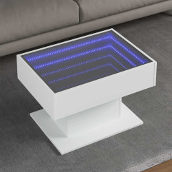 Mesa de centro c/ leds 70x50x45 cm derivados de madeira branco