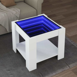 Mesa de centro c/ leds 53x53x45 cm derivados de madeira branco