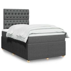 Cama boxspring com colchão 120x190 cm tecido cinzento-escuro