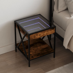 Mesa de cabeceira c/ LED infinity 40x40x49 cm carvalho fumado