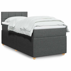 Cama com molas/colchão 90x200 cm tecido cinzento-escuro