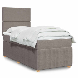 Cama com molas/colchão 90x200 cm tecido castanho-acinzentado