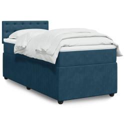 Cama boxspring com colchão 90x190 cm veludo azul
