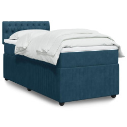 Cama boxspring com colchão 90x190 cm veludo azul