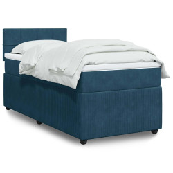 Cama boxspring com colchão 90x190 cm veludo azul