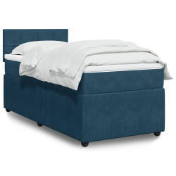 Cama boxspring com colchão 100x200 cm veludo azul