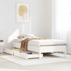 Cama sem colchão 75x190 cm madeira de pinho maciça branco