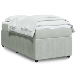 Cama com molas/colchão 90x200 cm veludo cinza-claro