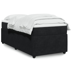 Cama com molas/colchão 90x200 cm veludo preto