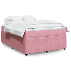 Cama com molas/colchão 140x200 cm veludo rosa